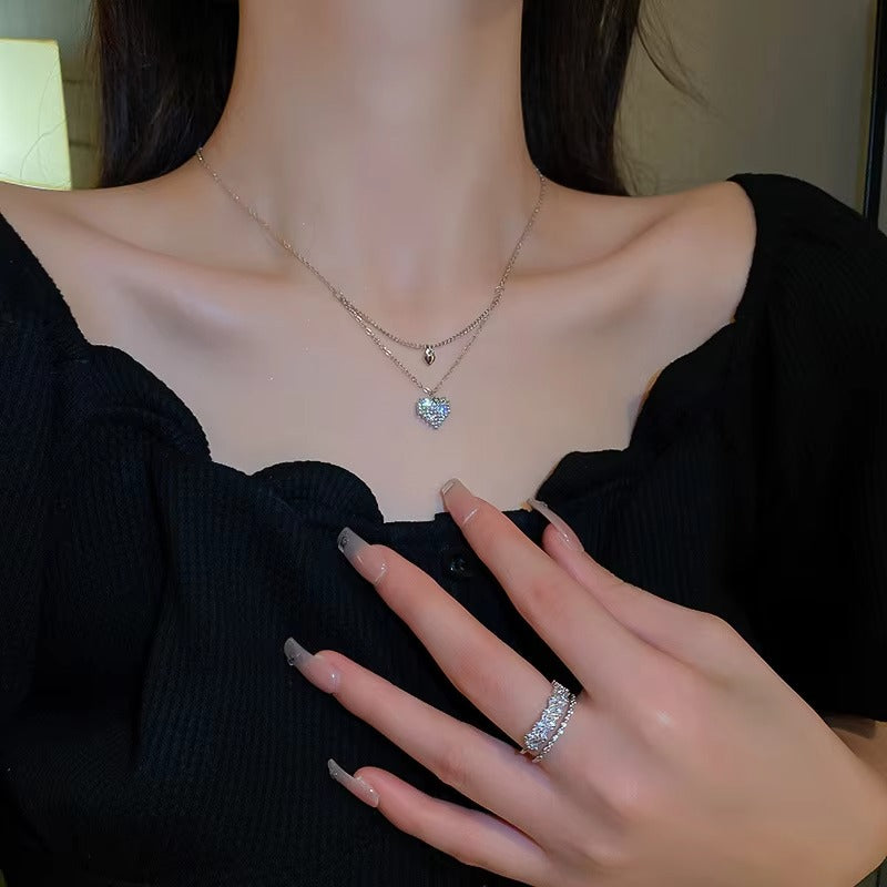 Double Layer Delicate Heart Necklace