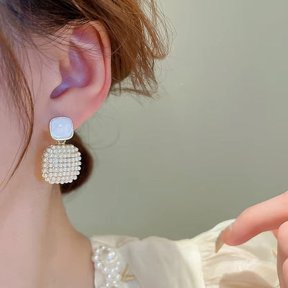Pearl Square Drop Earrings