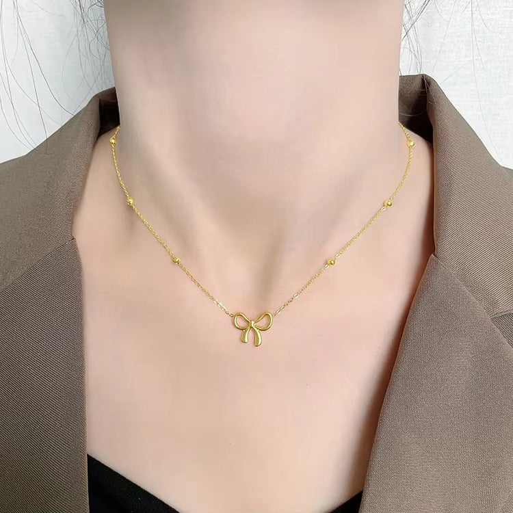 Beads Chain Bow Necklace