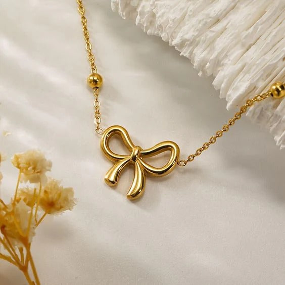 Beads Chain Bow Necklace