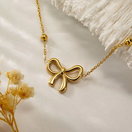 Beads Chain Bow Necklace