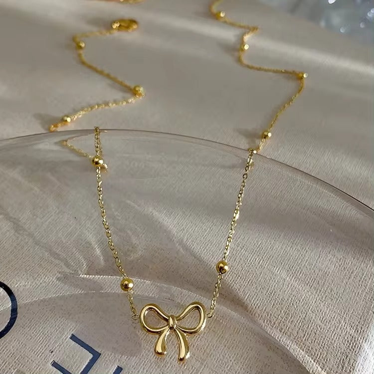 Beads Chain Bow Necklace
