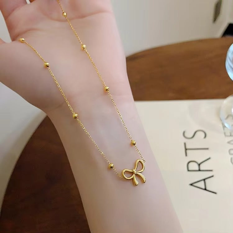 Beads Chain Bow Necklace
