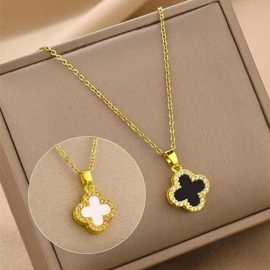 Two Sided Black and White Chain Necklace
