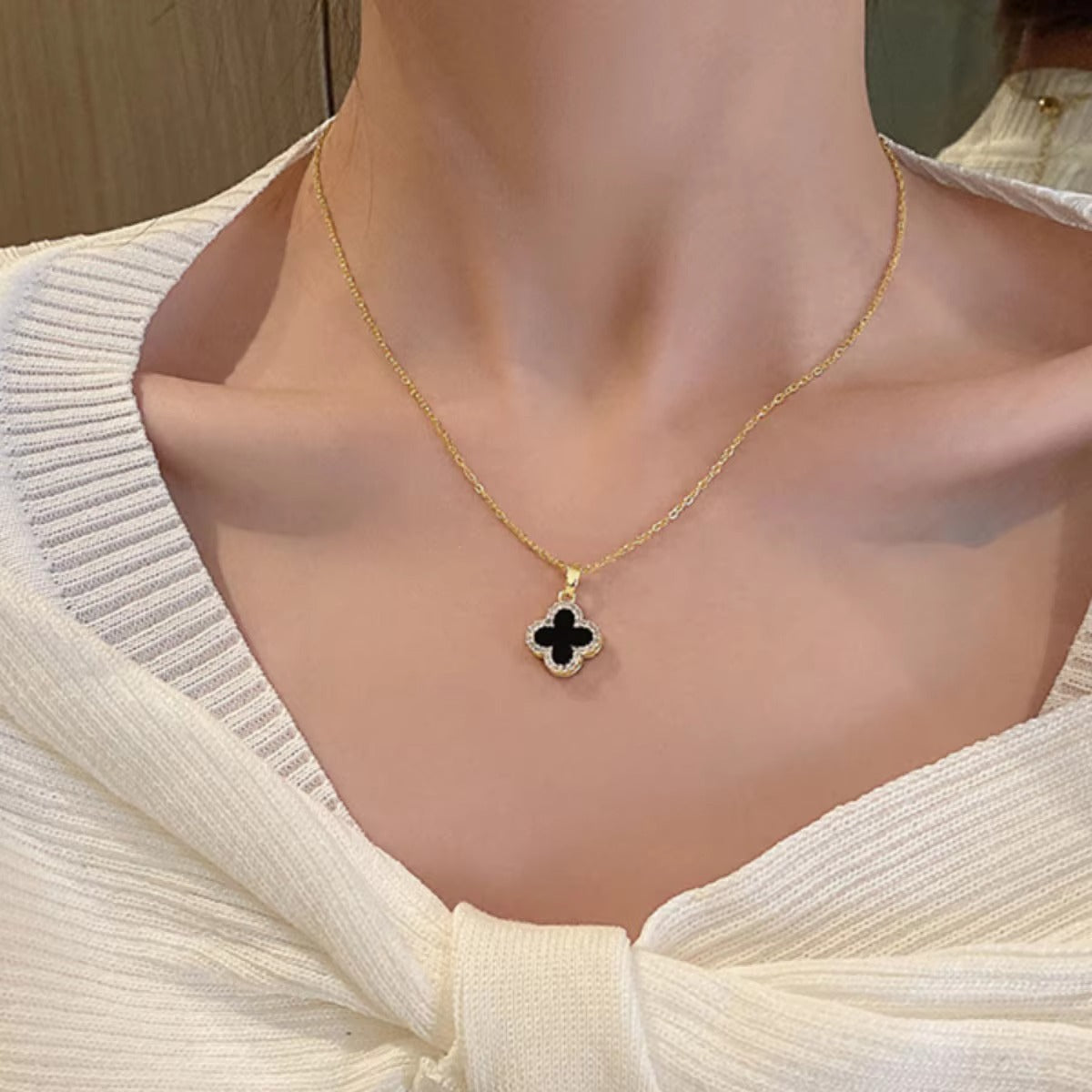 Two Sided Black and White Chain Necklace