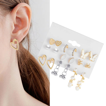 9 pairs of combo set of stud earrings.