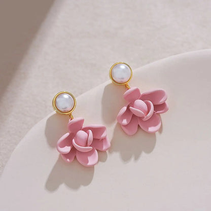 spring summer flower drop earrings.