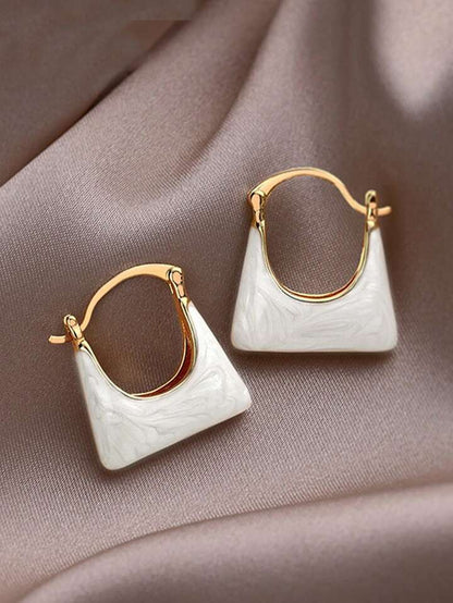 Enamelled bag shape earrings.