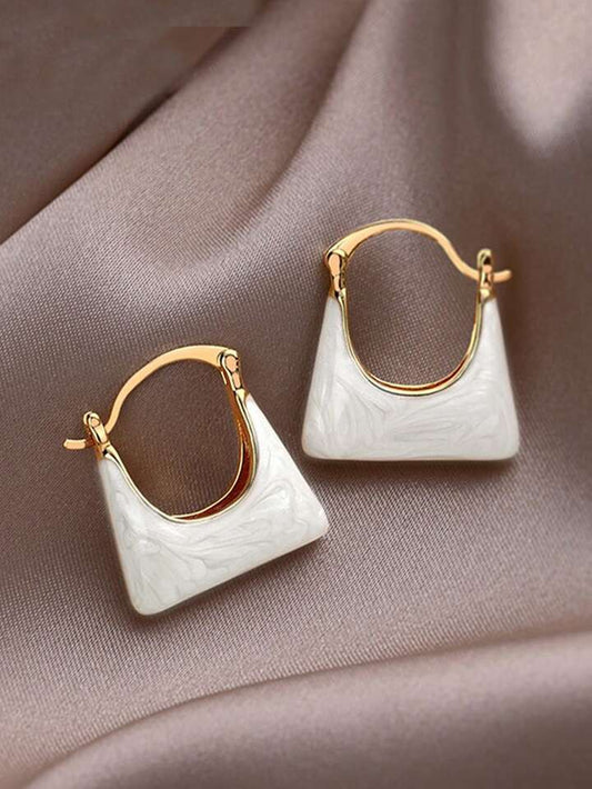 Enamelled bag shape earrings.