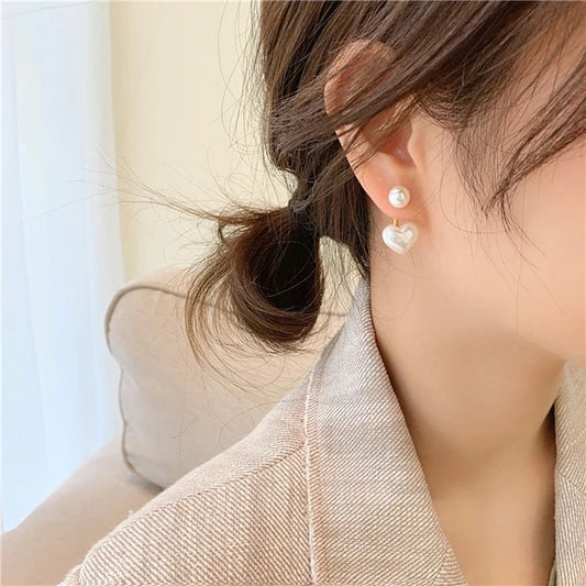 simple pearl heart earrings.